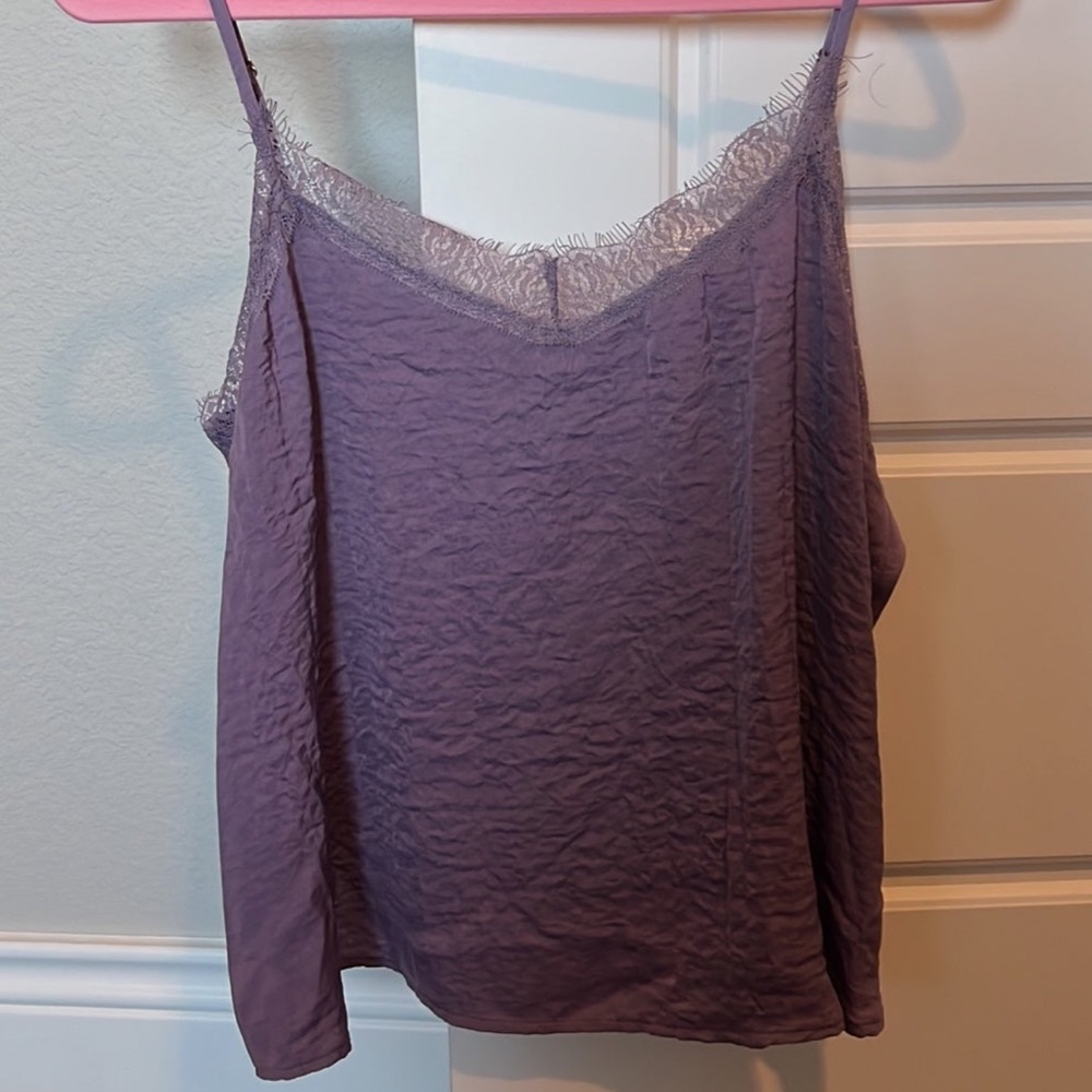 Lace trim satin cami